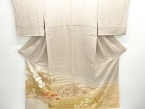 柴垣に秋草模様刺繍三つ紋色留袖(比翼付き)